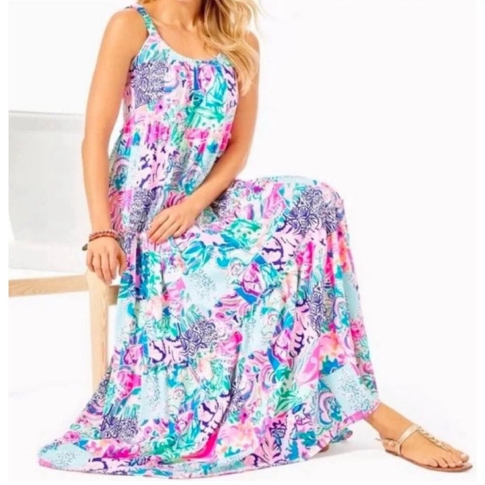 NWT Lilly Pulitzer Loro Maxi Dress Patch to Match Size M Fits Large HTF